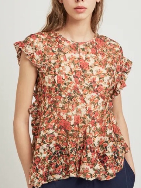 Isabel Marant Tops - Isabel Marant Fliren Spring Flower Blouse Orange Cream Silk Blend Size 38 Medium